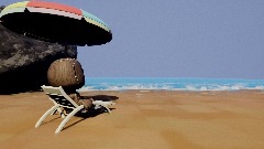 Sackboy on a beach