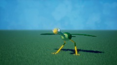 Green Bird Takes Off