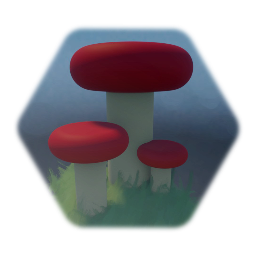 Group of red mushrooms