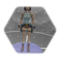 Lara Croft almost finished lowpoly makeup tanktop backpack