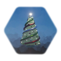 Christmas Tree - Green, Red & Silver Theme, Winter White Lights