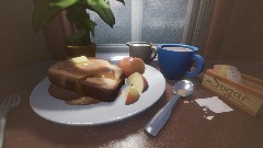 Still Life With Coffee and Caramel Apple French Toast