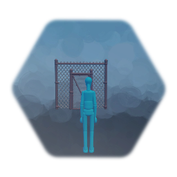 Chainlink fence with animated door, sound and exit