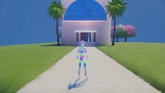 Mansion house furniture pool trees lights stairs sculpture wind