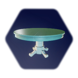 Circular Blue Leaf Table with White Base