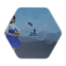 girl playing with a gyrocopter