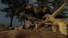 Dinosaur Paleoart- A couple of velociraptor's and a trex.