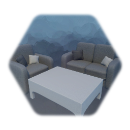 Minimalist Chair Couch and Coffee Table