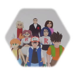 Ash,Misty,Brock,Team Rocket,Giovanni,Delia,and Oak