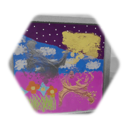 Remix of Huge Landscape Skyscape Painting w/ Silver Frame