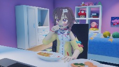 Korone eating curry