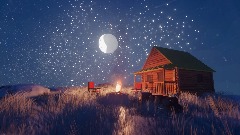 Snowy Starlit Cabin