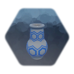 Vase - White with Blue Hex Design