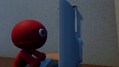 Mr. Man types on a Computer while 19-2000 Plays