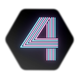 Neon Retro Striped Number 4