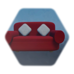 A cozy red couch