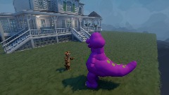 Barney The dinosaur meet tigger then blood on The house