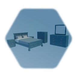 Bed, dresser and night stand