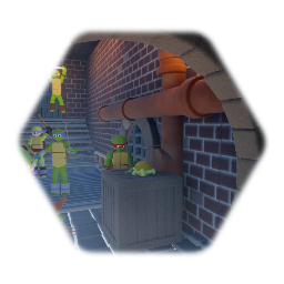 Ninja turtles playing in Sewer