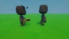 Mad sackboy shoots sackboy
