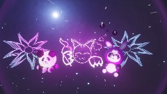 Sweet Relaxing background with a cat emoji and pandas (Kawaii)