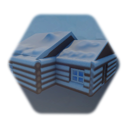 Snow log cabin