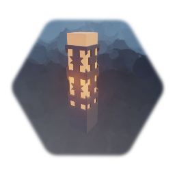 Sci-Fi skyscraper with lighted windows and glowing roof