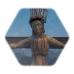 Polychrome wood Jesus Christ on cross