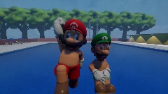 Mario and Luigi have a pool time.
