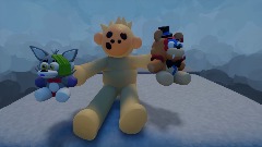 Maroon playing with FNAF plushies