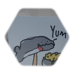 Sharkpop eating pasta