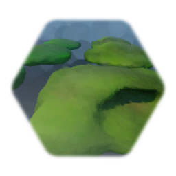 Snow grass rock sand landscaping all in one.