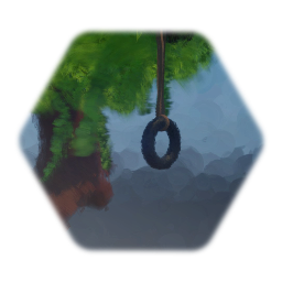 Tree with tire swing