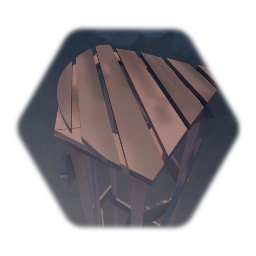 Wooden walkway rounded corner on tall legs - worn