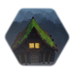 Mossy roof medieval house