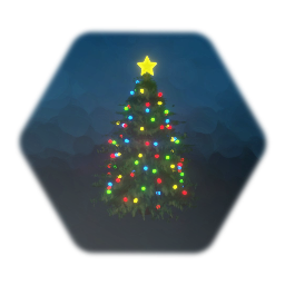 Pine Tree with Holiday Decorations