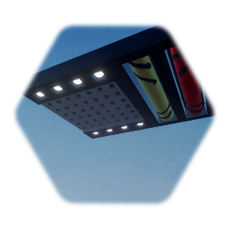 Futuristic ceiling panel with light and pipes