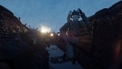 German trench overrun by Soviet soldiers