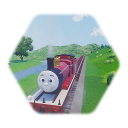 James the red engine passing by