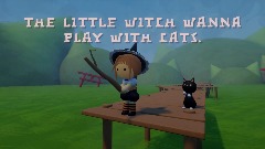 The little witch wanna play with cats.
