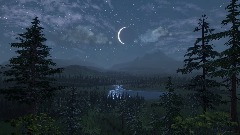 Crescent Moon Night Scene