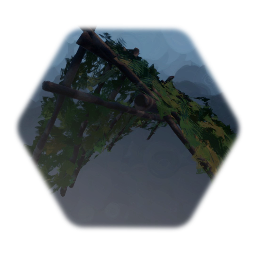 Survival shelter with leaves