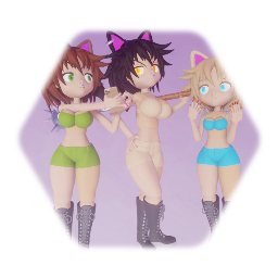 The Catgirl Triplets - Linnea, Ichika And Reina
