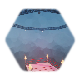 Wrestling ring w/ corner pyro
