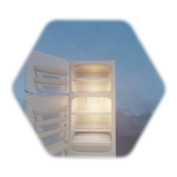 Medium-Detail Refrigerator with Interior, Light & Handles