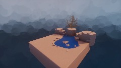 Tableau 3D - Roches arides et lac