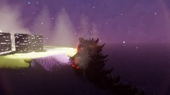 Burning Godzilla destroys hong kong