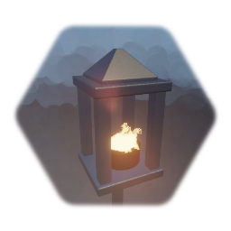 Lamp on tall pole with flame AND light