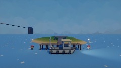 Fishing boat with depth finder.