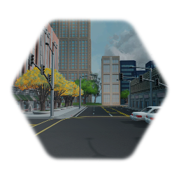 City with car crash with npcs